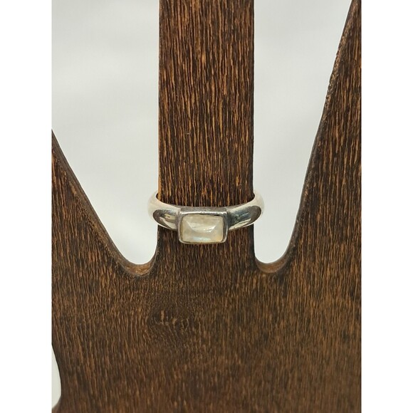 Peyote Bird Rectangular White Moonstone 925 Sterling Silver Ring Size 6 NWT - Picture 1 of 8